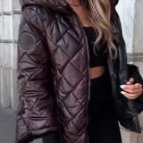 Nadia | Bordó Színű Steppelt Kabát