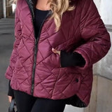 Nadia | Bordó Színű Steppelt Kabát