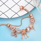 Léna - Rózsa álomszövő karkötő charmokkal sterling ezüstből